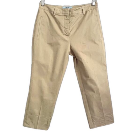 Prada Khaki Straight Leg Cotton Crop Capri Pants - 8 / Medium - Picture 2 of 16